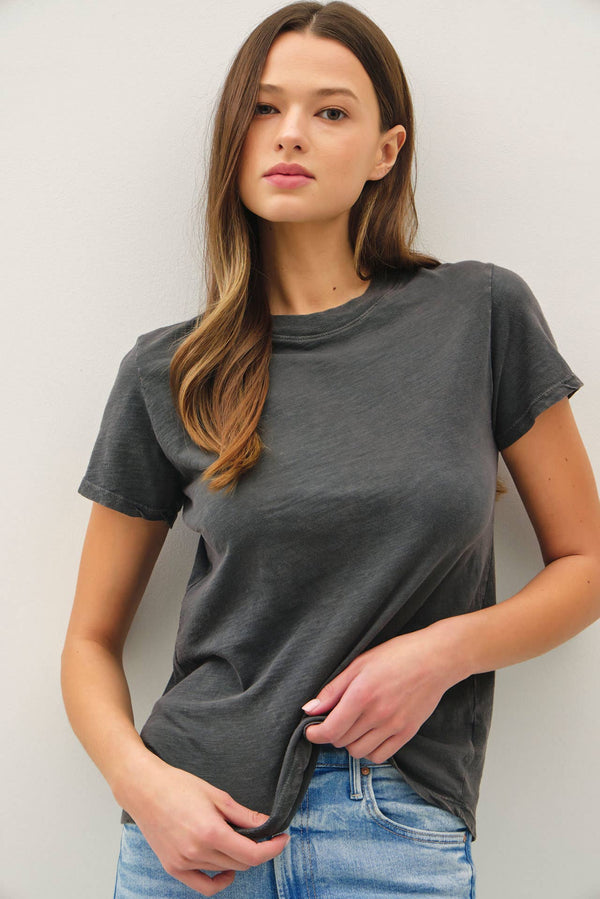 Classic Cut Acid Wash Cotton T-Shirt-Blue Hand Home