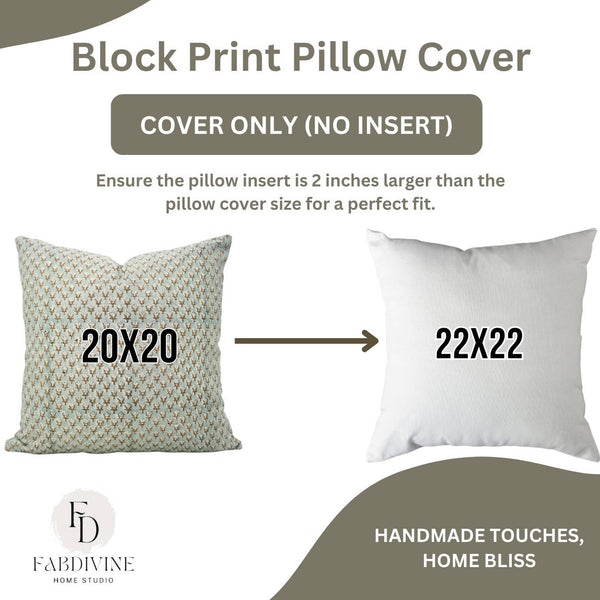 Elegant Hand Block Printed Viscose Linen Pillow Cover- Mogra-Blue Hand Home