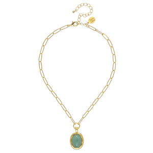 Jade Cabochon Paperclip Necklace