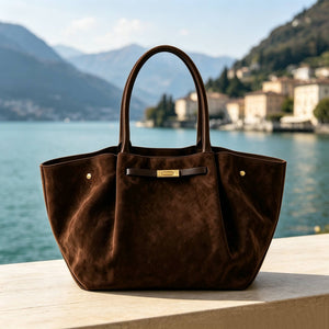 Genuine Suede Bag With Leather Details Made In Italy