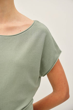 Boat Neck Cap Sleeve Fine Sweater Top