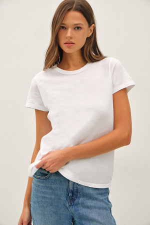 NEW SHADE-GARMENT DYED COTTON SLUB TEE-Blue Hand Home