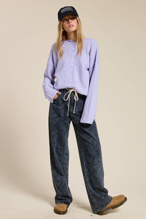 Essential Button Down Cardigan Top-Blue Hand Home