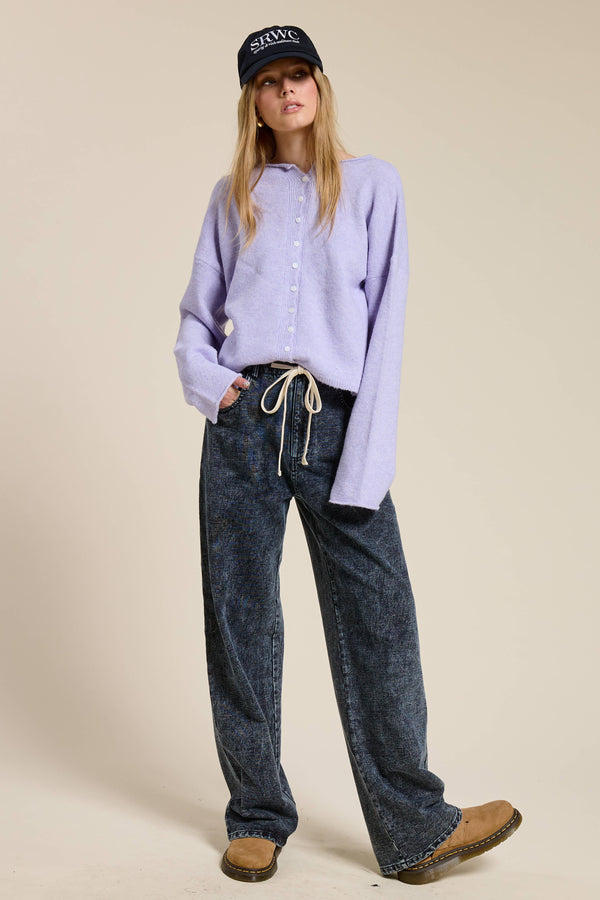 Essential Button Down Cardigan Top-Blue Hand Home