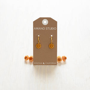 Lotus Flower Huggie Hoop Earrings-Blue Hand Home