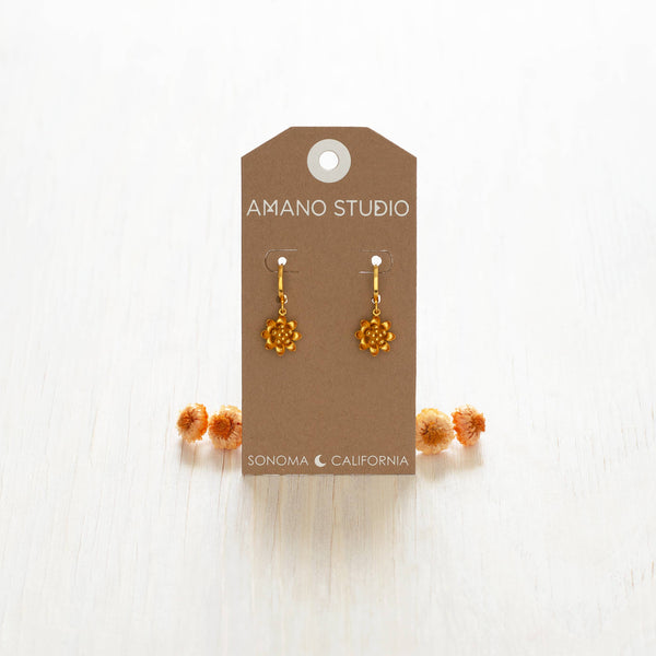 Lotus Flower Huggie Hoop Earrings-Blue Hand Home