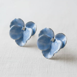 Artistic Floral Design Drop Earrings-Blue Hand Home