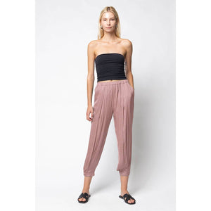 Pleated Pull-on Satin Joggers-Blue Hand Home