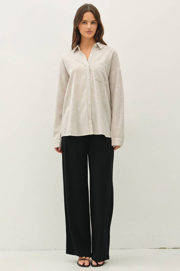 HAIRLINE STRIPE BUTTON DOWN SHIRT-Blue Hand Home