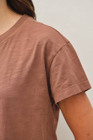 Garment Dyed Cotton Slub Half Sleeve Crop Top