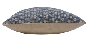 Stylish Block Printed Duck Canvas Pillow Cover - Tulsi Buti-Blue Hand Home