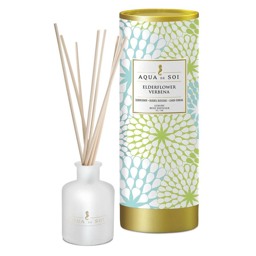 Elderflower Verbena 7oz Luxe Reed Diffuser-Blue Hand Home
