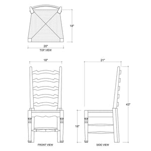 English Ladder-Back Dining Chair-Blue Hand Home