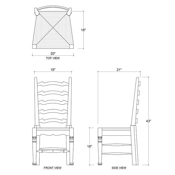 English Ladder-Back Dining Chair-Blue Hand Home
