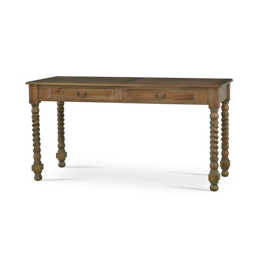 Console Desk w/ Barley Twist Leg In Straw Wash-Blue Hand Home