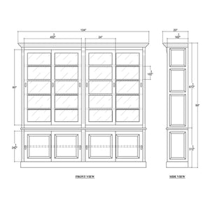 Hudson 99'' Bookcase w/ Sliding Doors-Blue Hand Home