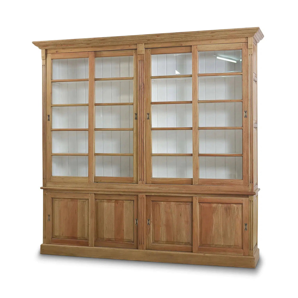 Hudson 99'' Bookcase w/ Sliding Doors-Blue Hand Home
