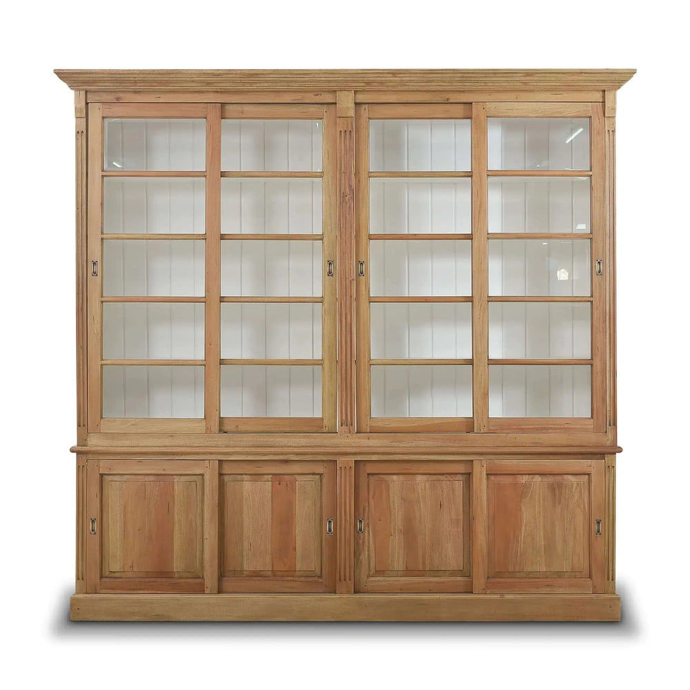 Hudson 99'' Bookcase w/ Sliding Doors-Blue Hand Home