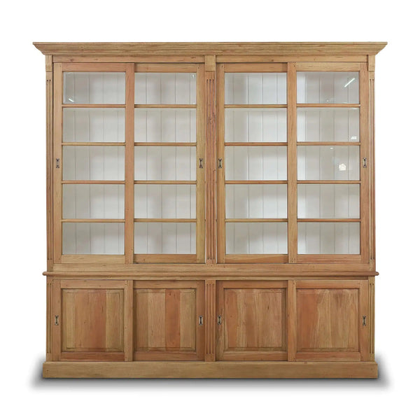 Hudson 99'' Bookcase w/ Sliding Doors-Blue Hand Home