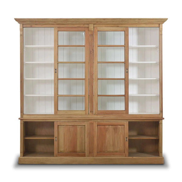Hudson 99'' Bookcase w/ Sliding Doors-Blue Hand Home