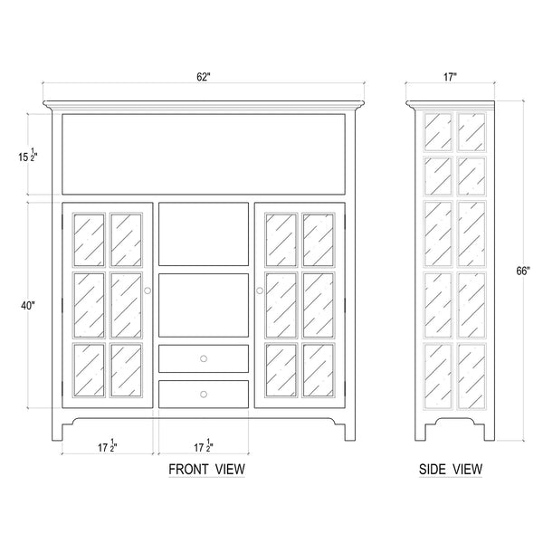 Aries Kitchen Cupboard 2 Drawer-Blue Hand Home