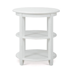 Luna Round 3 Tier Side Table In Architectural White-Blue Hand Home