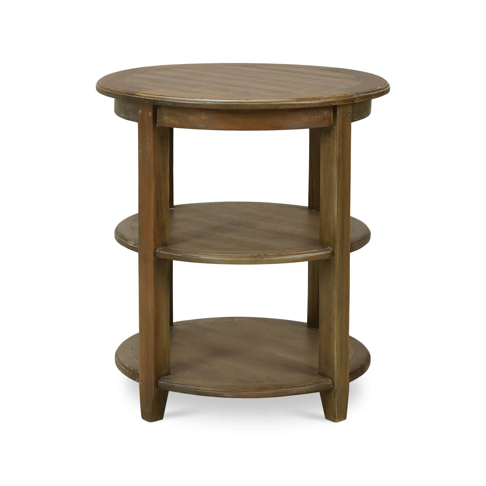 Luna Round 3 Tier Side Table In Straw Wash-Blue Hand Home