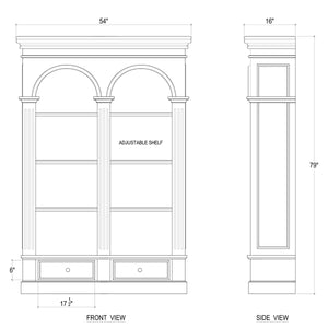 Roosevelt Double Arch Bookcase w/ 8 LED-Blue Hand Home