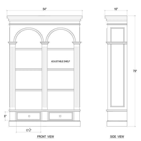 Roosevelt Double Arch Bookcase w/ 8 LED-Blue Hand Home