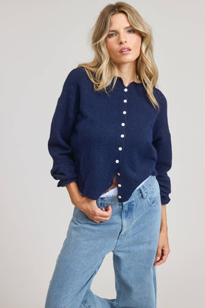 Essential Button Down Cardigan Top-Blue Hand Home