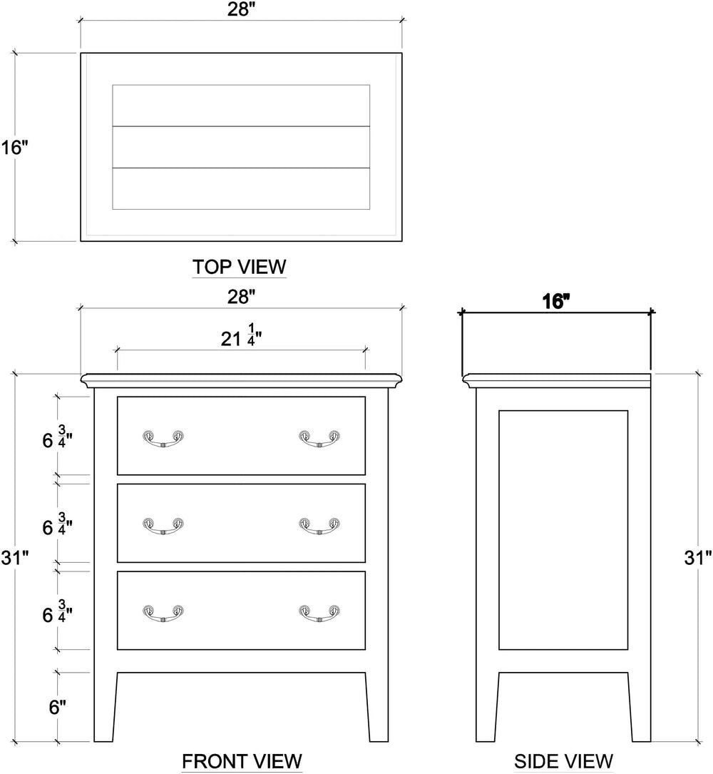 Aries 3 Drawer Chest-Blue Hand Home