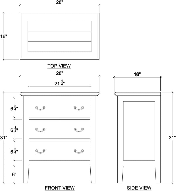 Aries 3 Drawer Chest-Blue Hand Home