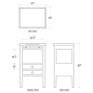 Eton 2 Drawer Side Table w/ Pull Out Shelf In Straw Wash-Blue Hand Home