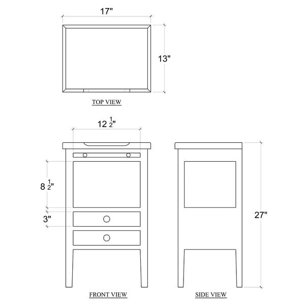 Eton 2 Drawer Side Table w/ Pull Out Shelf In Architectural White-Blue Hand Home