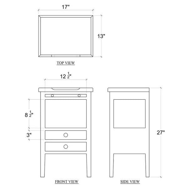 Eton 2 Drawer Side Table w/ Pull Out Shelf in Architectural White-Blue Hand Home