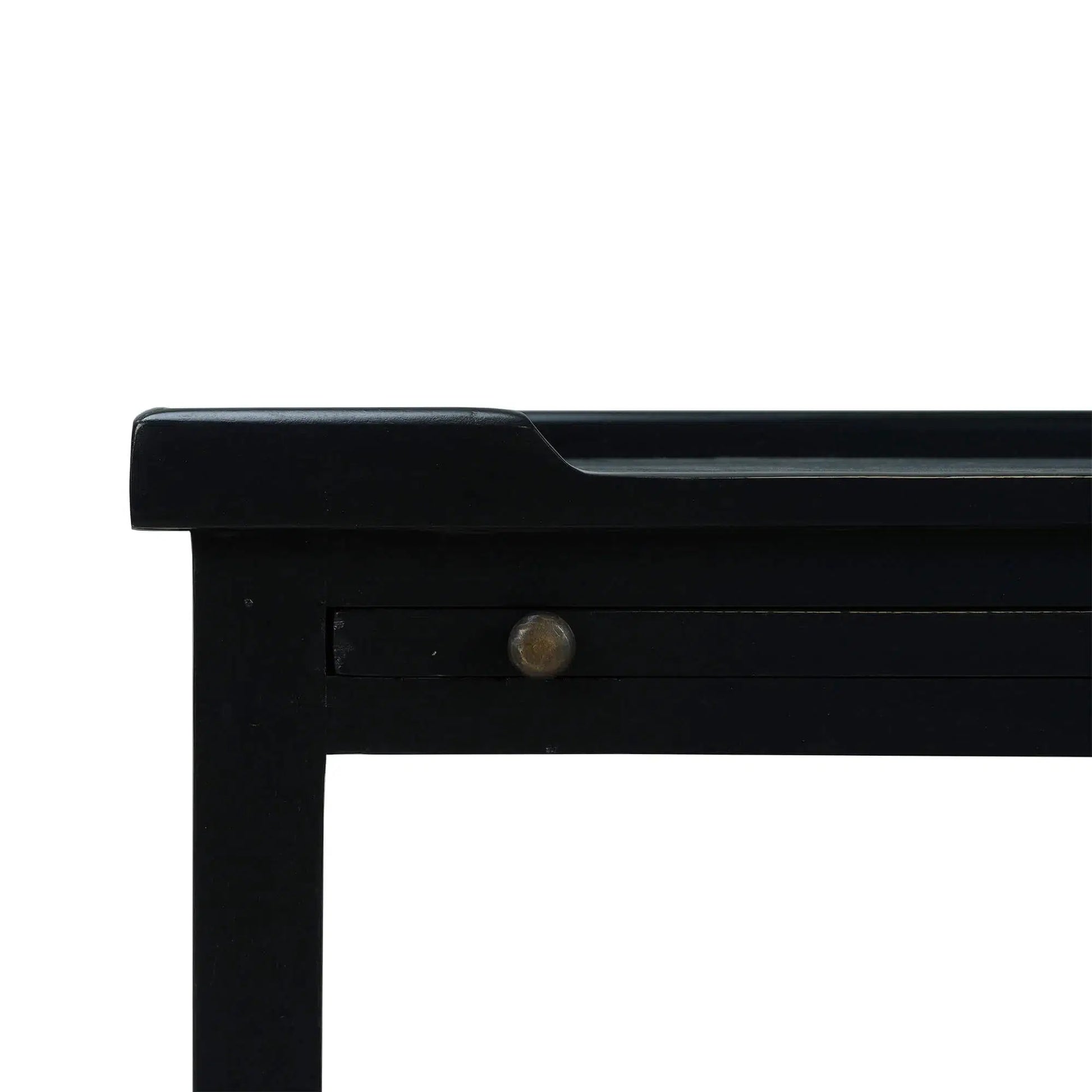 Eton 2 Drawer Side Table w/ Pull Out Shelf In Batavia Black-Blue Hand Home