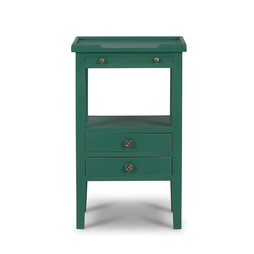 Eton 2 Drawer Side Table w/ Pull Out Shelf-Blue Hand Home