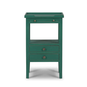 Eton 2 Drawer Side Table w/ Pull Out Shelf-Blue Hand Home