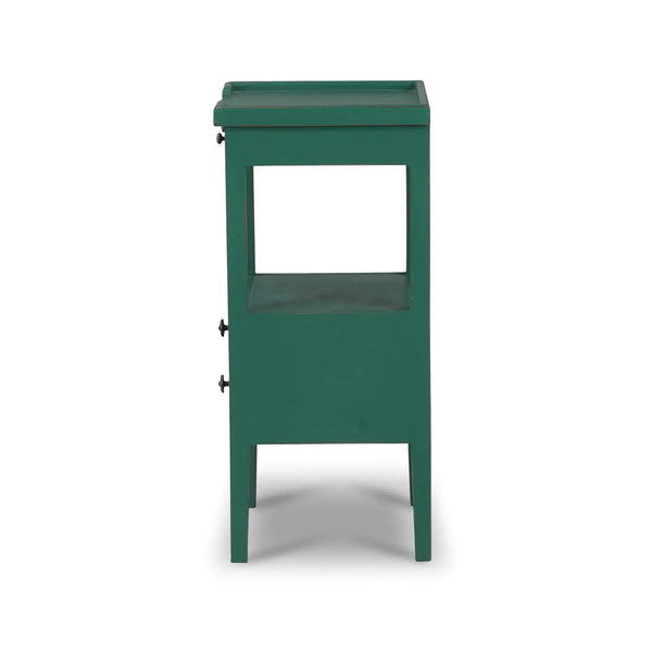 Eton 2 Drawer Side Table w/ Pull Out Shelf-Blue Hand Home