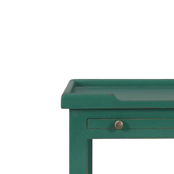Eton 2 Drawer Side Table w/ Pull Out Shelf-Blue Hand Home