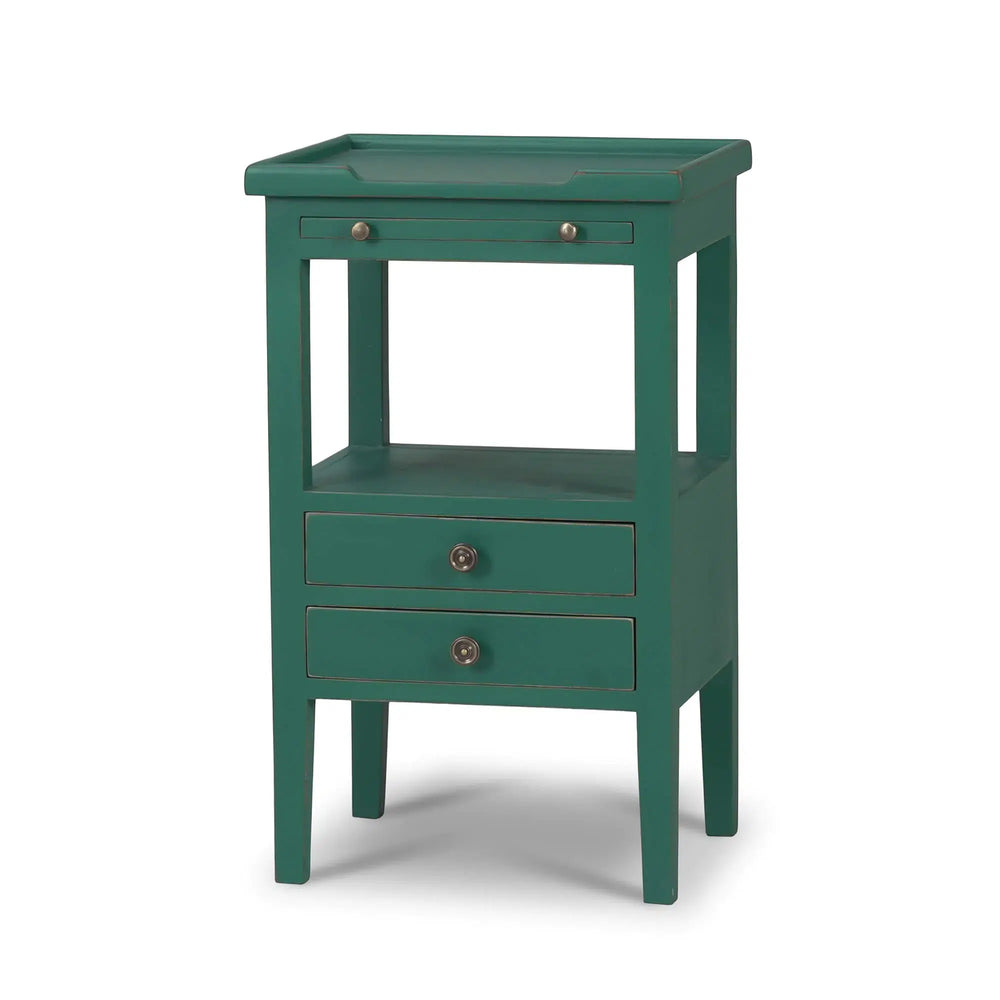Eton 2 Drawer Side Table w/ Pull Out Shelf-Blue Hand Home
