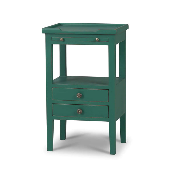 Eton 2 Drawer Side Table w/ Pull Out Shelf-Blue Hand Home