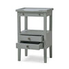 Eton 2 Drawer Side Table w/ Pull Out Shelf In Grey Charleston-Blue Hand Home