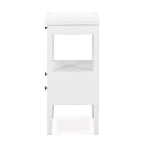 Eton 2 Drawer Side Table w/ Pull Out Shelf In Architectural White-Blue Hand Home
