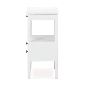 Eton 2 Drawer Side Table w/ Pull Out Shelf in Architectural White-Blue Hand Home