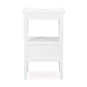 Eton 2 Drawer Side Table w/ Pull Out Shelf In Architectural White-Blue Hand Home