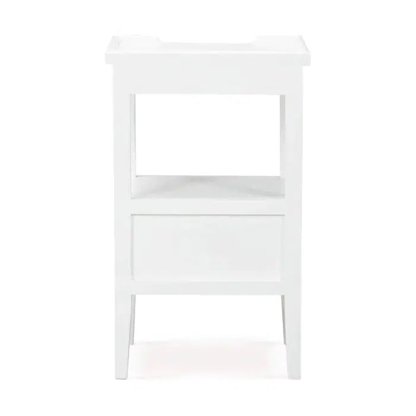 Eton 2 Drawer Side Table w/ Pull Out Shelf in Architectural White-Blue Hand Home
