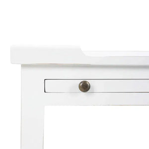 Eton 2 Drawer Side Table w/ Pull Out Shelf in Architectural White-Blue Hand Home