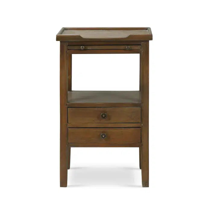 Eton 2 Drawer Side Table w/ Pull Out Shelf In Straw Wash-Blue Hand Home
