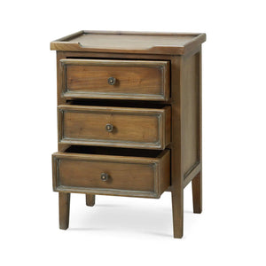 Eton 3 Drawer End Table In Straw Wash-Blue Hand Home